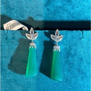 925 Sterling Silver and Green Onyx Earrings.  NWT